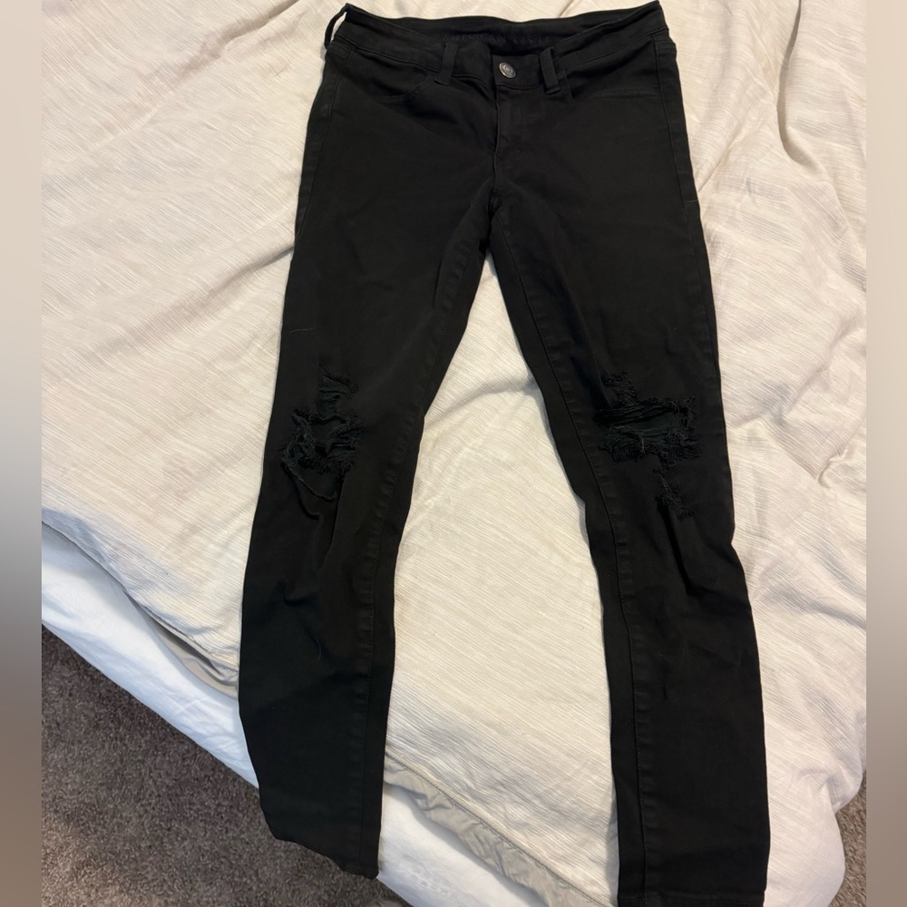American Eagle Next Level Stretch High Rise Black Jeans Size 6